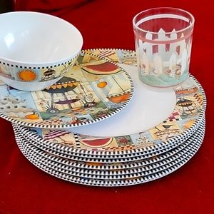 BBQ Dishes!! 8 Four Piece Place Settings Melamine Dishes